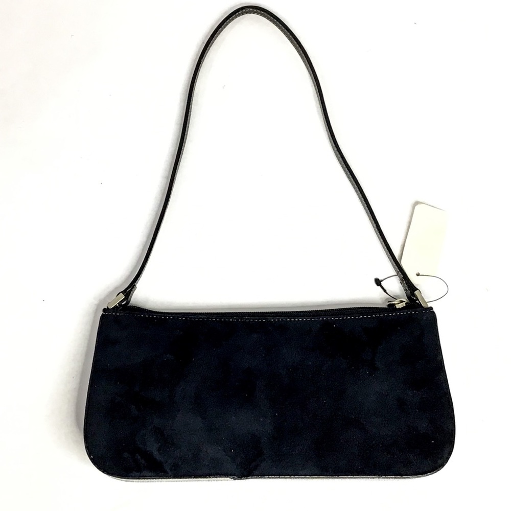Black Faux Suede Baguette Handbag